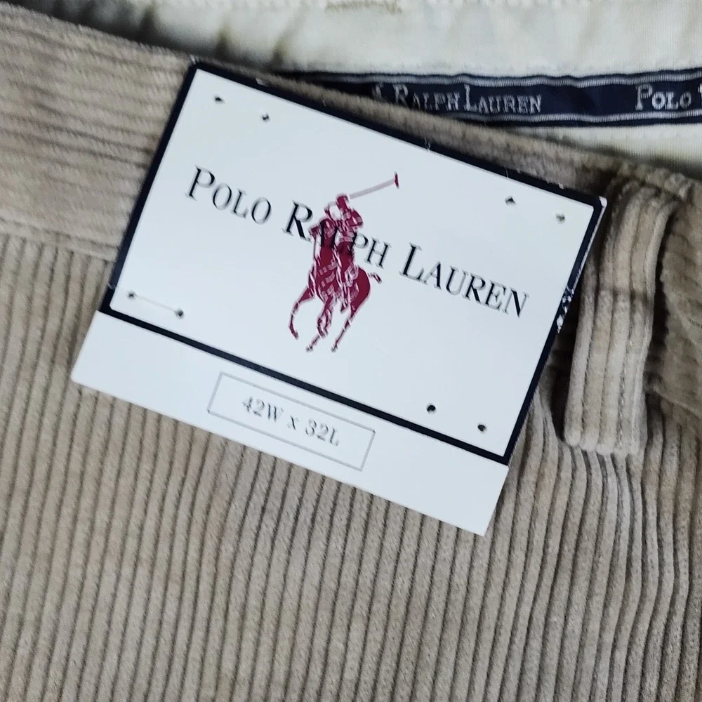 Polo Ralph Lauren Gordon‎ Corduroy Pants Mens 42x32 Beige Pleated  Classic